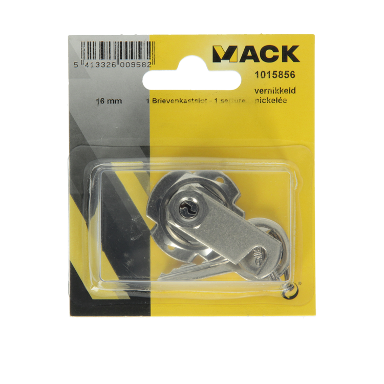 Mack 1015856 - 1 serrure pour armoire aux lettres nickelée 16mm | 5 pièces