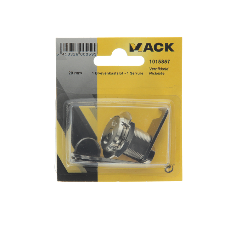 Mack 1015857 - 1 serrure pour armoire aux lettres nickelée 20mm | 5 pièces