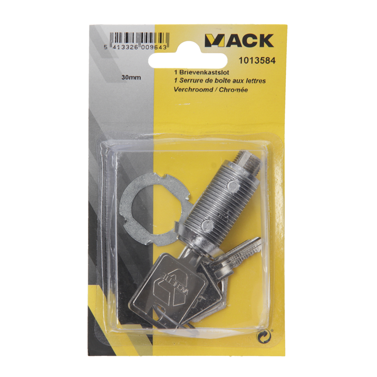 Mack 1013584 - 1 serrure d'armoire aux lettres chromée 32mm | 5 pièces