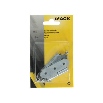 Mack 1013256 - 2 charnières espagnoles droite galvanisées h 60 x l 40 mm | 5 pièces