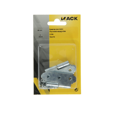 Mack 1013255 - 2 charnières espagnoles gauche galvanisées h 60 x l 40 mm | 5 pièces