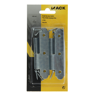 Mack 1013261 - 2 charnières espagnoles gauche galvanisées h 100 x l 50 mm | 5 pièces