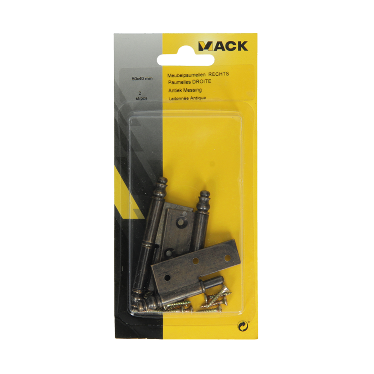 Mack 1013558 - 2 charnières de meuble droite bronze h 50 x l 40 mm | 5 pièces