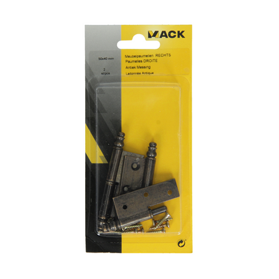 Mack 1013558 - 2 charnières de meuble droite bronze h 50 x l 40 mm | 5 pièces