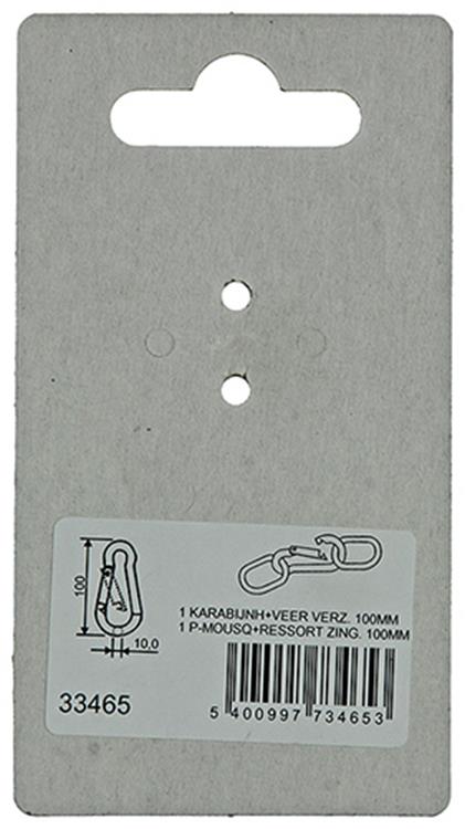 Mack 1008435 - 1 mousqueton + ressort 10 x 100mm galvanisé | 10 pièces