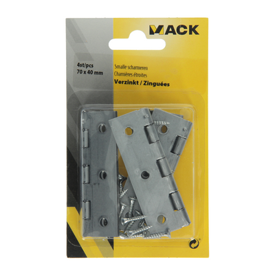 Mack 1013249 - 4 charnières étroites galvanisées h 70 x l 40 mm | 5 pièces