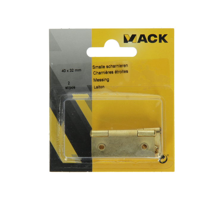 Mack 1013503 - 2 charnières étroites laiton h 40 x l 32 mm | 5 pièces