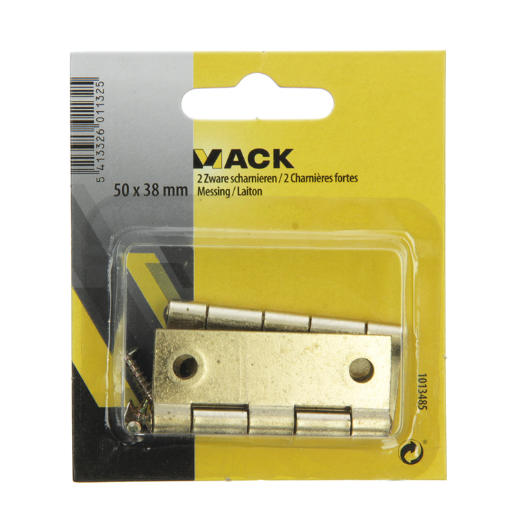 Mack 1013485 - 2 charnières laitonnées h 50 x l 38 mm | 5 pièces