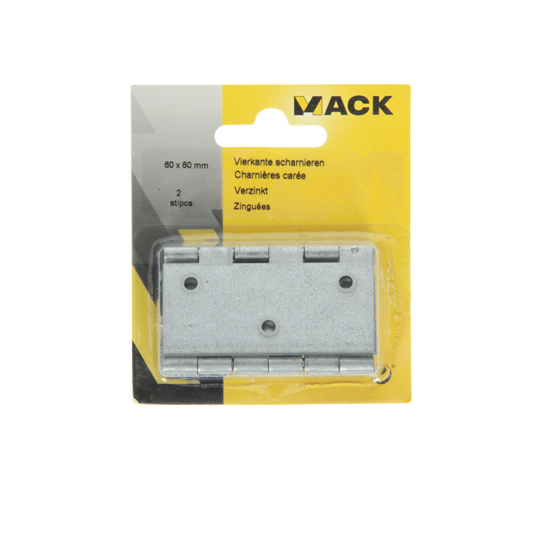 Mack 1013501 - 2 charnières carrées galvanisées h 60 x l 60mm | 5 pièces