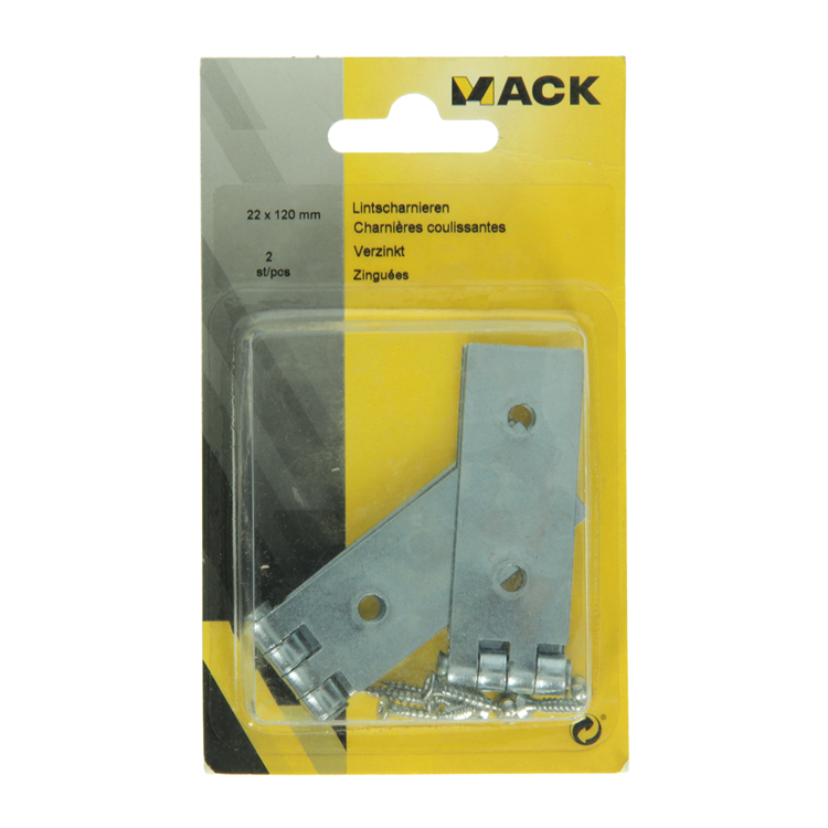 Mack 1013483 - 2 charnières à ruban galvanisé h 22 x l 120 mm | 5 pièces