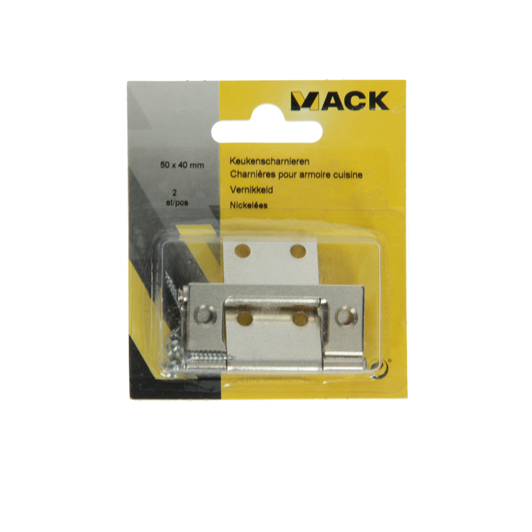 Mack 1013560 - 2 charnières pour porte pliante nickelées h 50 x l 40 mm | 5 pièces