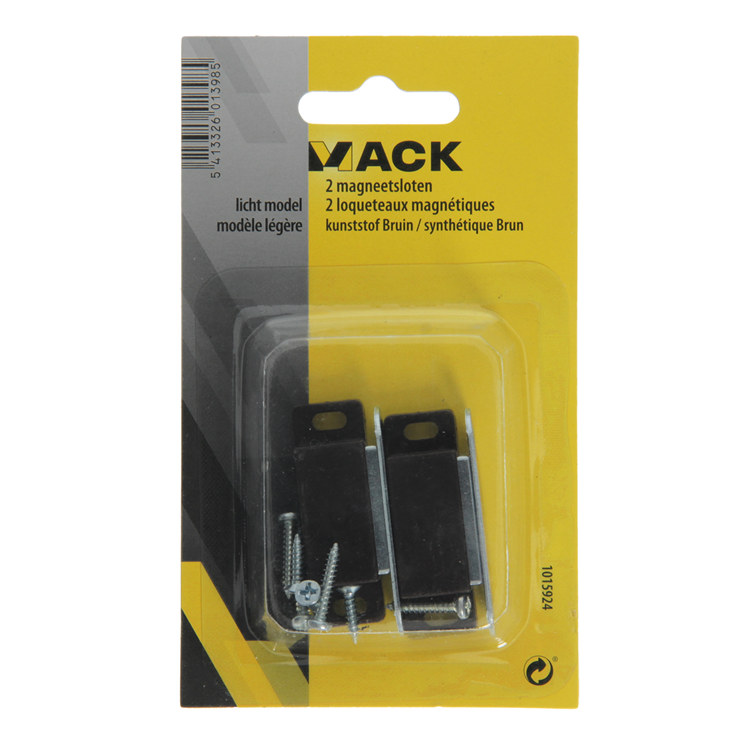 Mack 1015924 - 2 serrures magnétiques, modèle léger, plastique marron | 10 pièces