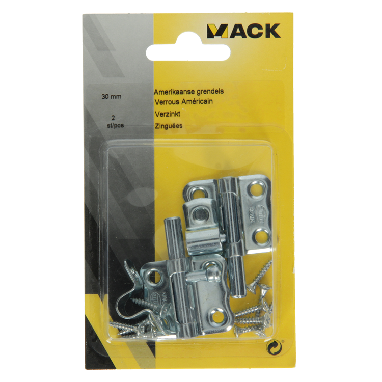 Mack 1013475 - 2 loquets américains galvanisés a 30 - b 15 mm | 5 pièces