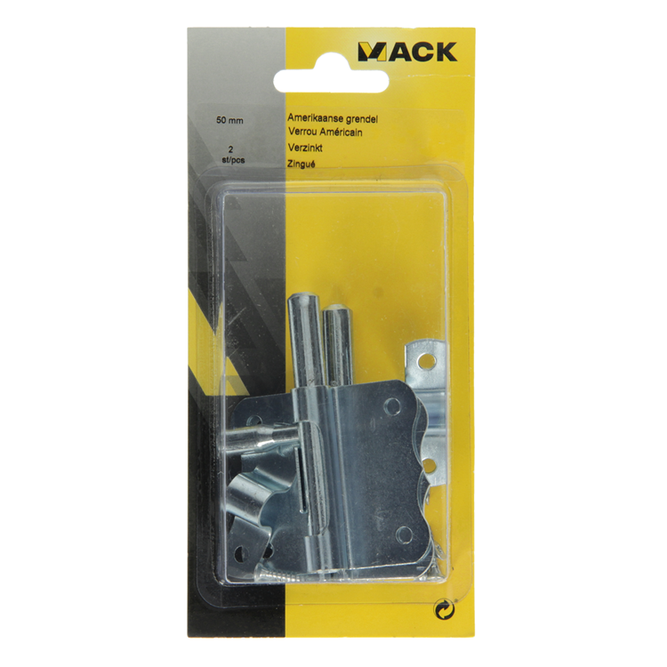 Mack 1013282 - 2 loquets américains galvanisés a 50 - b 25 mm | 5 pièces