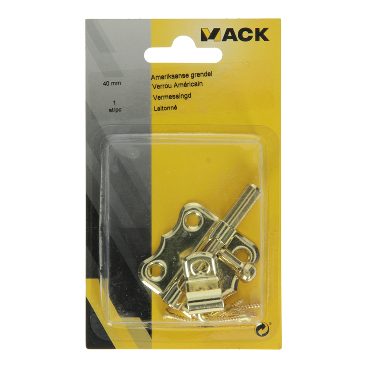 Mack 1015935 - 1 Loquet américain en laiton plaqué a 40 - b 20 mm | 5 pièces