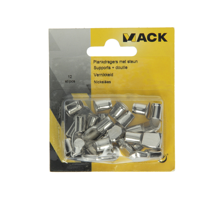 Mack 1013317 - 12 supports d'étagère ø 7mm manchons ø 7,5 mm nickelés | 5 pièces