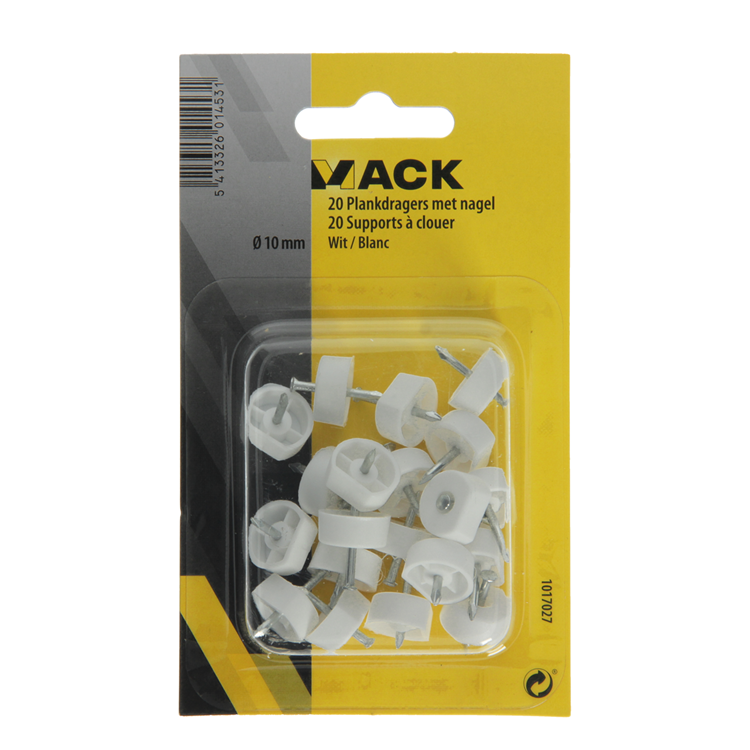 Mack 1017027 - 20 supports d'étagère avec clou blanc | 5 pièces