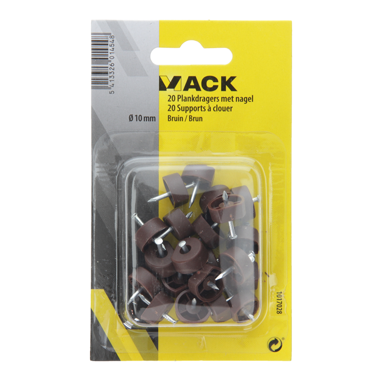 Mack 1017028 - 20 supports d'étagère avec clou marron | 5 pièces