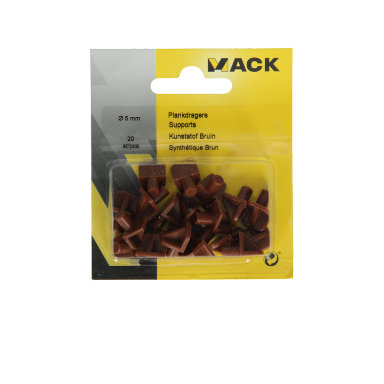 Mack 1015840 - 20 équerres d'étagère plastique marron ø 5 mm | 5 pièces