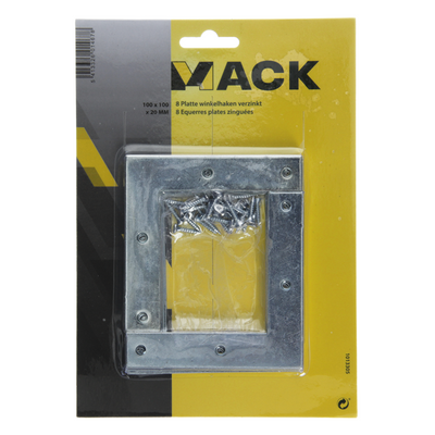 Mack 1013305 - 8 carrés plats galvanisés 100x100x20x2mm | 10 pièces
