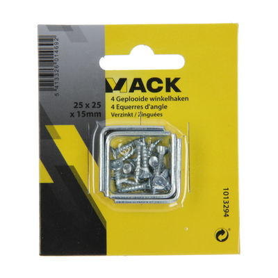 Mack 1013294 - 4 carrés pliés galvanisés 25x25x15x2mm | 10 pièces