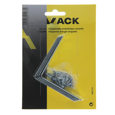 Mack 1013298 - 4 carrés pliés galvanisés 75x75x18x2mm | 10 pièces