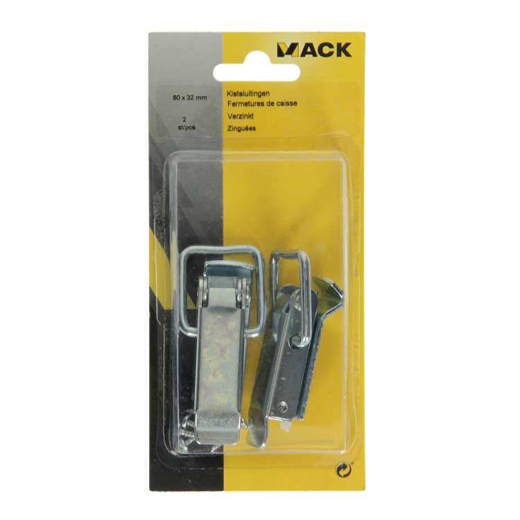 Mack 1013343 - 2 serrures de coffre galvanisées 80x32mm | 5 pièces
