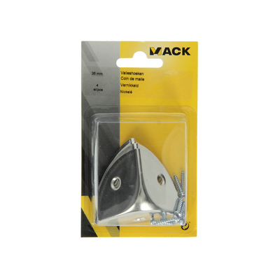 Mack 1013346 - 4 coins de valise nickelés 35 mm | 5 pièces