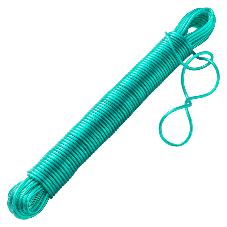 Mack 1014176 - fil pour corde à linge pp vert toron 3mm 20m avec âme en fil d'acier | 5 pièces