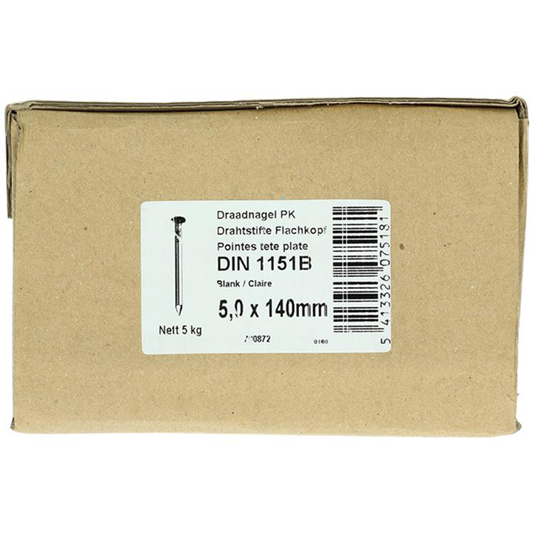 1015656 - carton 5 kg. clous tête plate 5,0x140 mm | 2 pièces