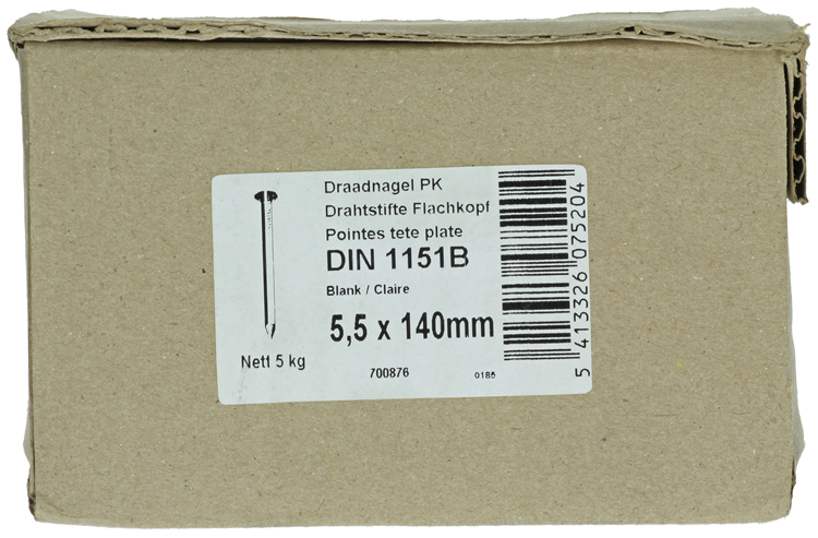 1015658 - boîte 5 kg clous tête plate 5,5x140 mm | 2 pièces