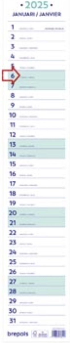 Calendrier ruban du mois de Brepols Post-it, 2025