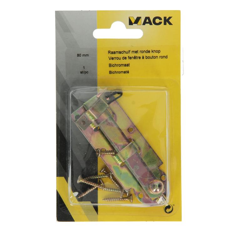 Mack 1014264 - curseur de fenêtre avec bouton rond, bichromaté a 80 - b 20 mm | 5 pièces