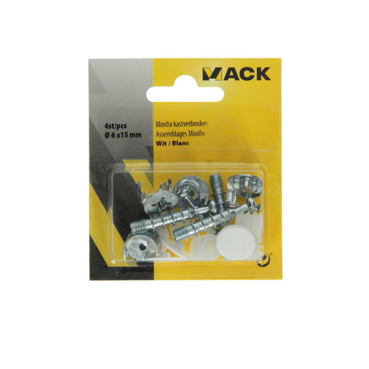 Mack 1013703 - 4 connecteurs d'armoire minifix blanc m6x15mm | 5 pièces