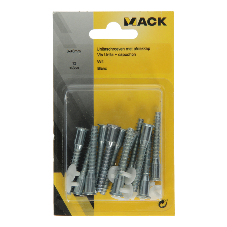 Mack 1013704 - 12 vis unitaires avec capuchon blanc m 6,3 x 40 mm | 10 pièces