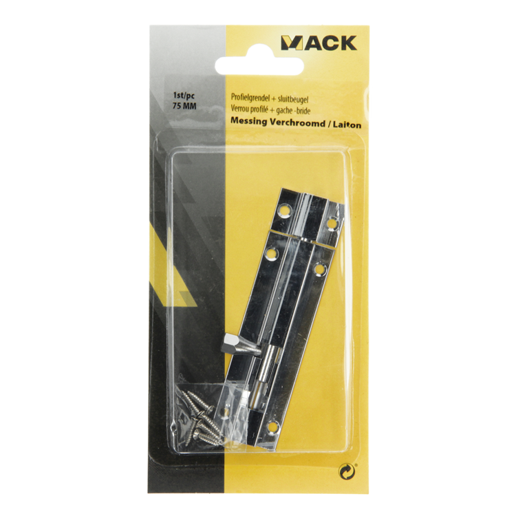 Mack 1013685 - 1 loquet coulissant en laiton chromé a 75 - b 16 mm | 5 pièces
