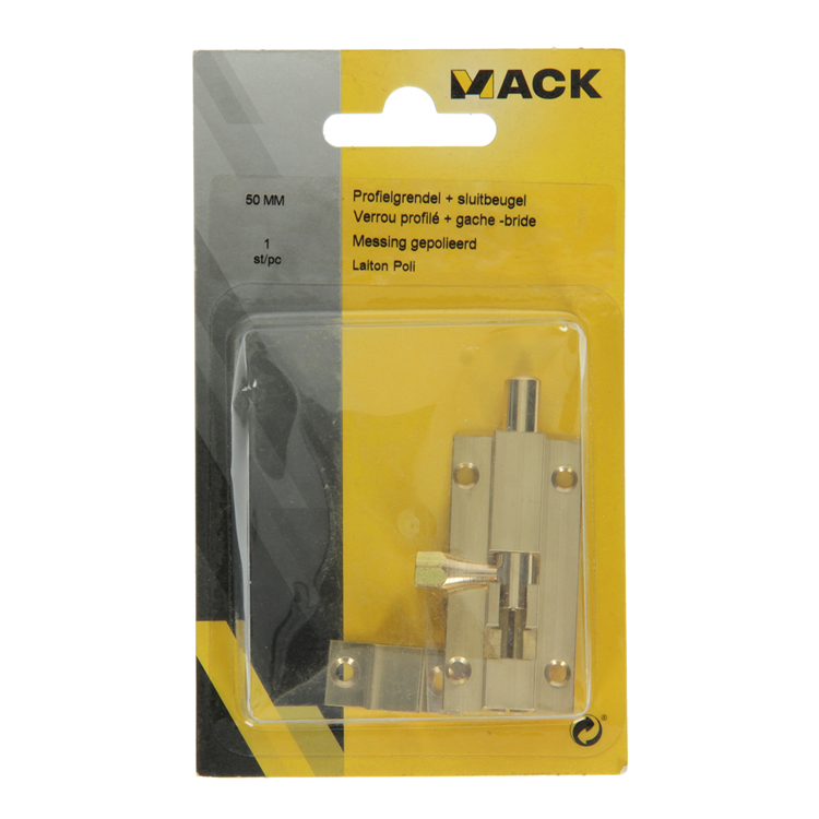 Mack 1013681 - 1 loquet coulissant laiton poli a 50 - b 16 mm | 5 pièces