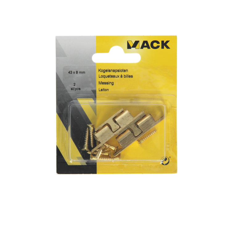 Mack 1013771 - 2 serrures à bille en laiton h 44 x l 8 mm | 5 pièces