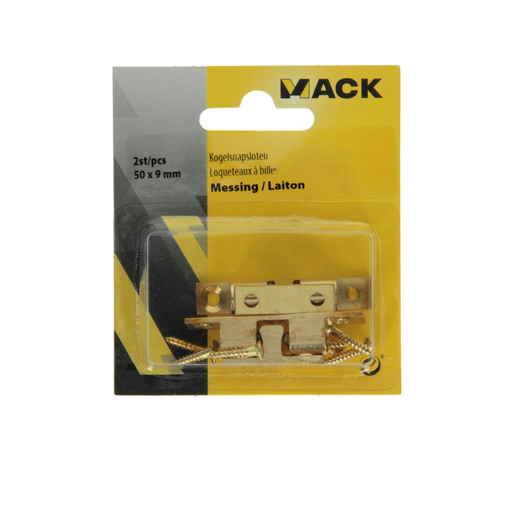 Mack 1013772 - 2 serrures à bille en laiton h 49 x l 9 mm | 5 pièces