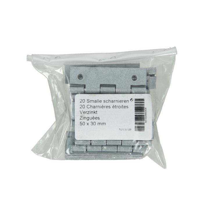 Mack 1013738 - 20 charnières étroites galvanisées 50 x l 30mm | 5 pièces