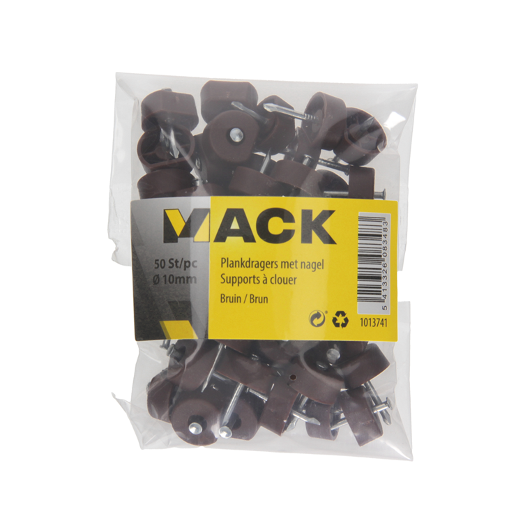 Mack 1013741 - 50 équerres d'étagère + clou marron ø 10 mm | 10 pièces