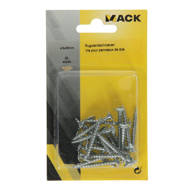 Mack 1013782 - 20 vis pour paroi arrière ø 4,5 x 35 mm | 10 pièces