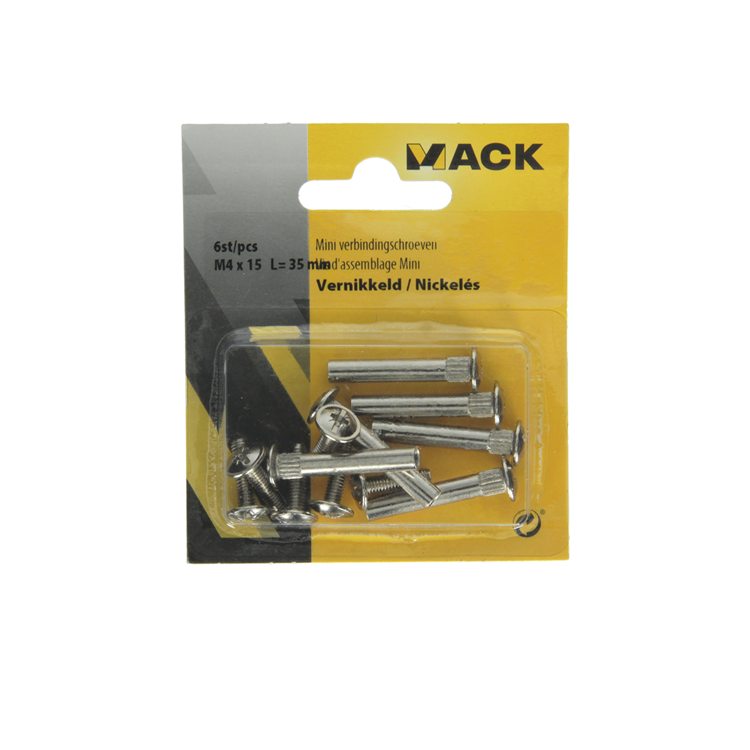 Mack 1013783 - 6 mini vis de liaison nickelées ø 5 mm 30-40 mm | 10 pièces