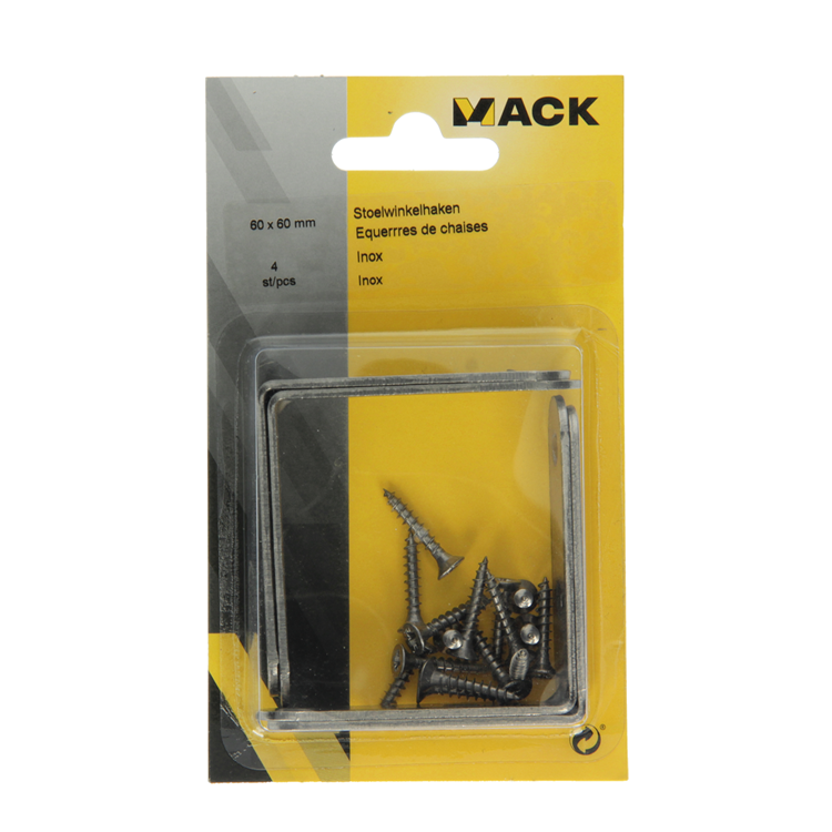 Mack 1013775 - 4 crochets pour chaise inox 60x60mm | 10 pièces