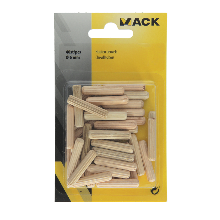 Mack 1013777 - 40 chevilles en bois ø 6 mm | 5 pièces