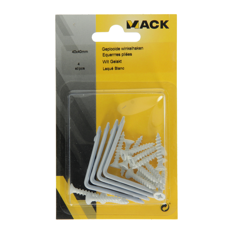 Mack 1013794 - 4 carrés plissés peints en blanc 40x40mm | 10 pièces