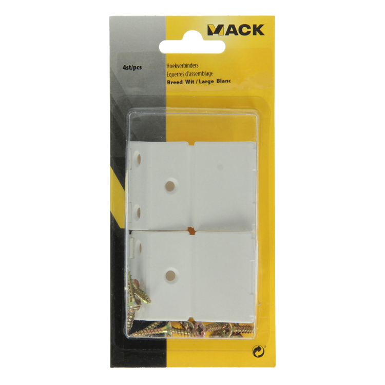 Mack 1013642 - 4 connecteurs d'angle larges blanc | 5 pièces