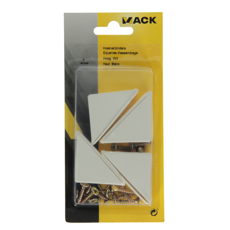 Mack 1013643 - 4 connecteurs d'angle hauts blanc | 5 pièces