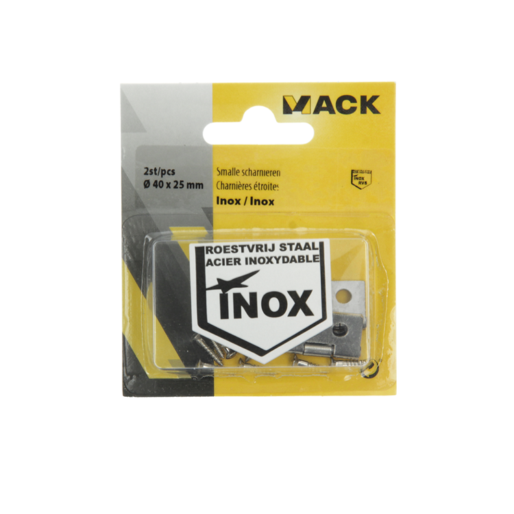 Mack 1013709 - 2 charnières étroites inox h 40 x l 25 mm | 5 pièces