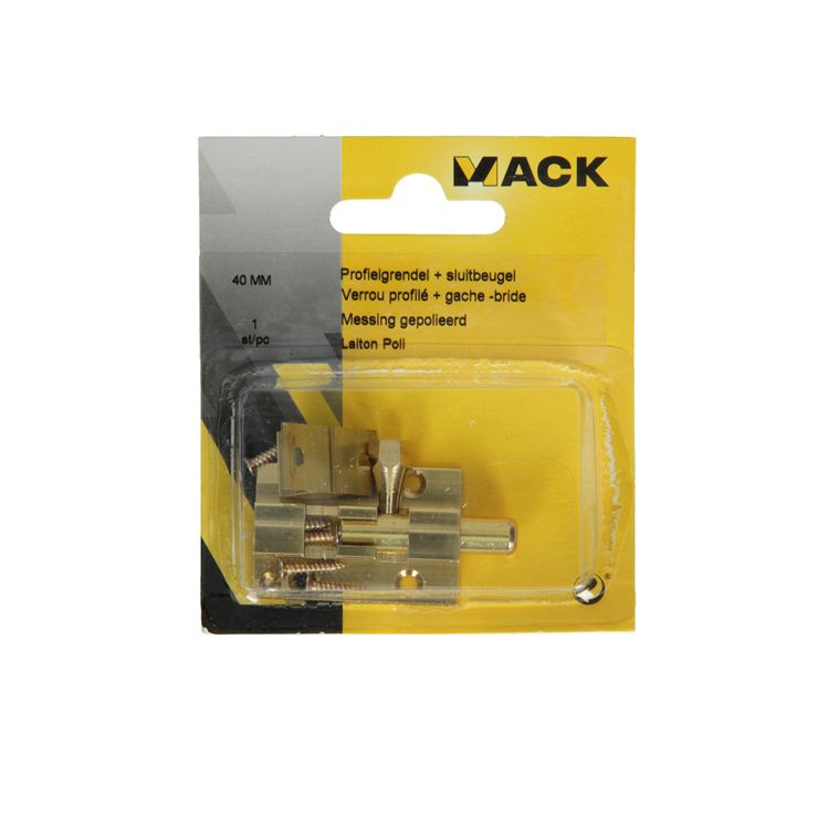 Mack 1013714 - 1 loquet coulissant laiton poli a 40 - b 13 mm | 5 pièces